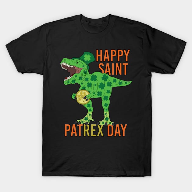 Happy Saint Patrex Day Dinosaur Rex Leprechaun St Patrick's Day T-Shirt by TheBlackCatprints